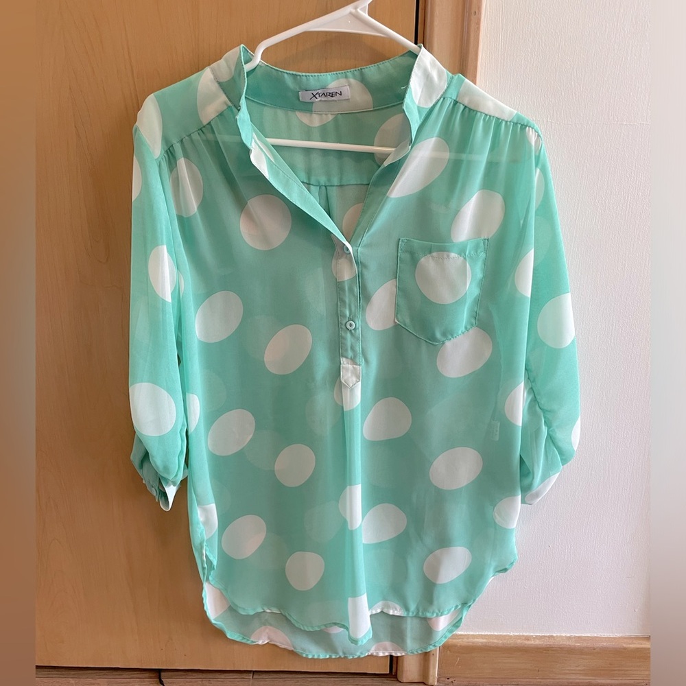 Mint Green Polka Dot Blouse